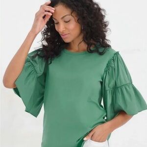 Chicos envy green ruffle sleeve top size 2 US large